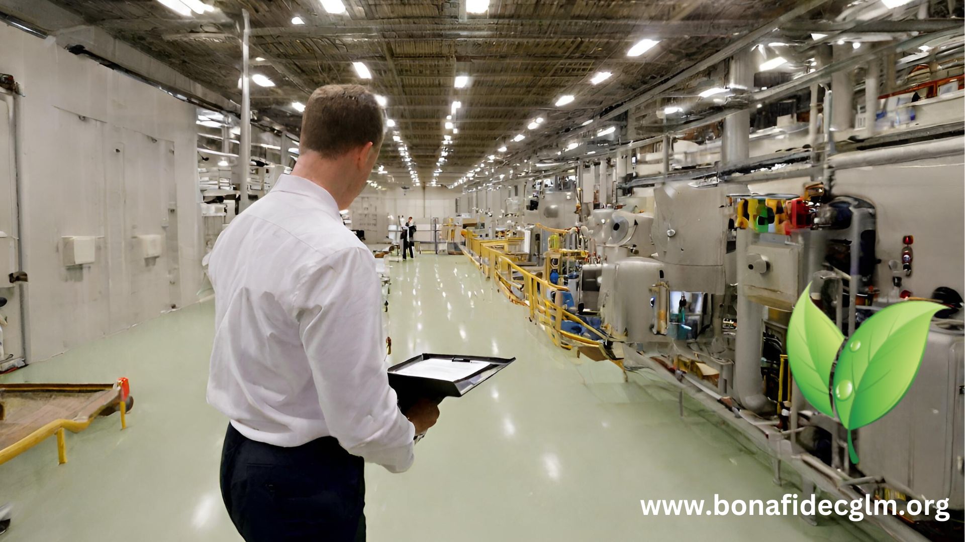 man standing in large machinery room with clipboard | total facilities management