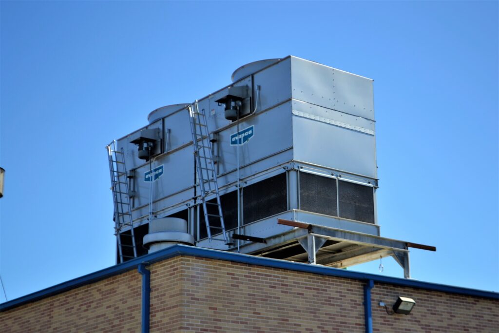 photo of HVAC machine on top of building