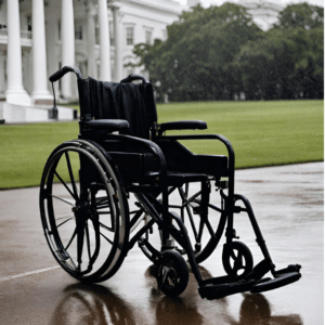 wheelchair outside the whitehouse in the rain | disability and the census
